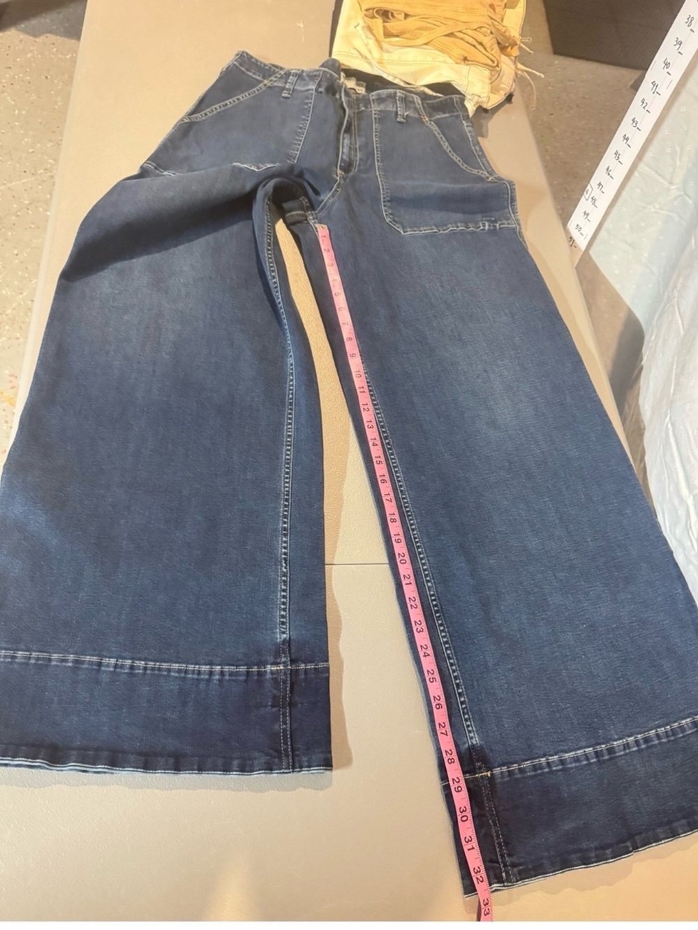 We The Free Wide Leg Dark Blue Jeans with Patch Pockets Like New - Picture 10 of 14